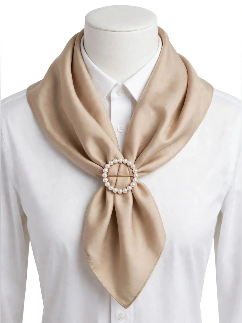 Gold Pearl Scarf Ring Set | 2pc Shawl Clip | Silk Scarf Brooch | Women’s Accesso
